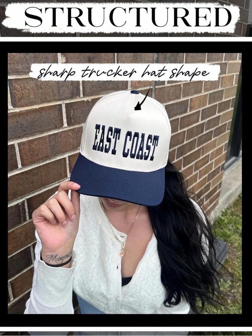 Funky Junque East Coast Snapback Trucker Hat Navy Embroidered Baseball Cap NWT
